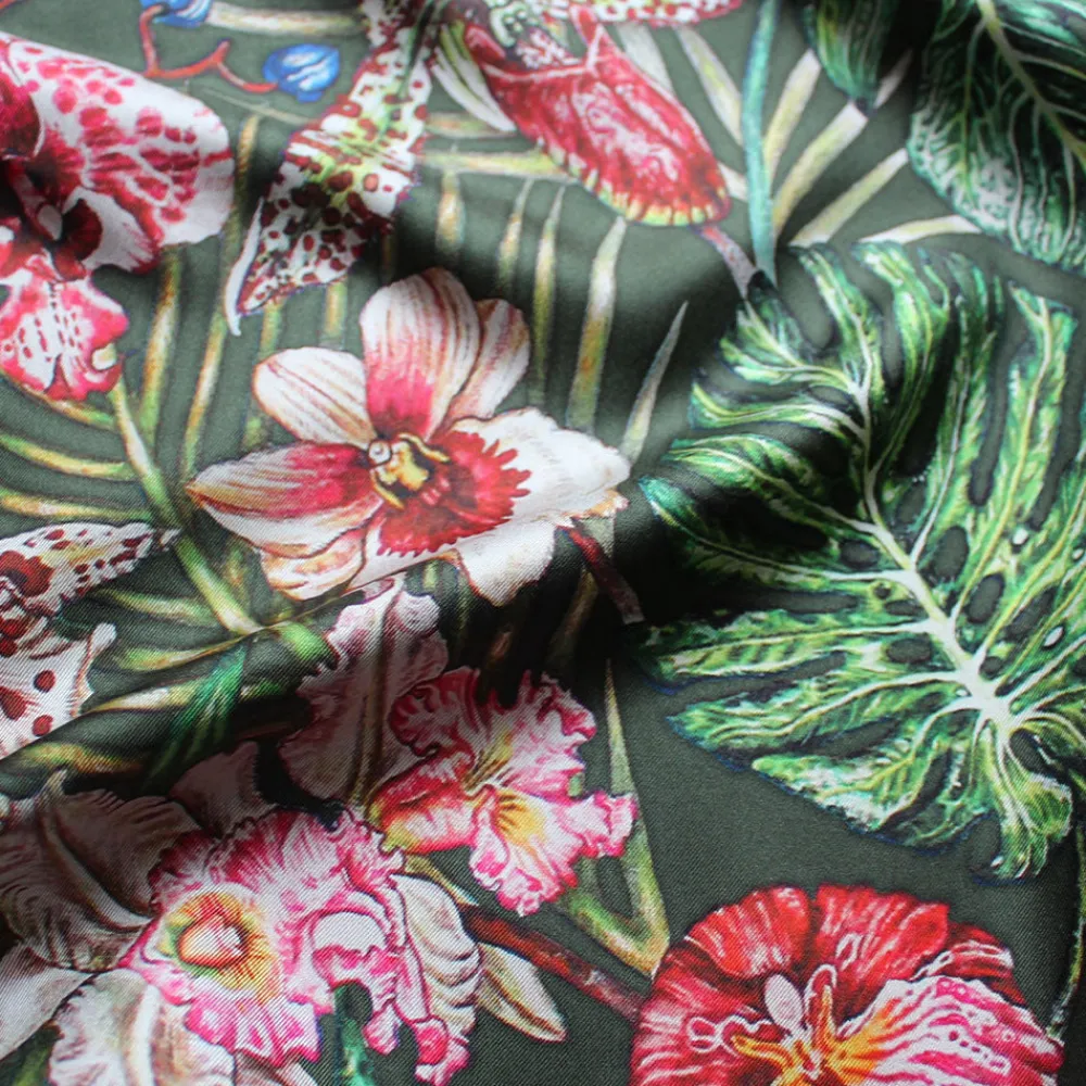 Clearance Foulard by Ginny Litscher, Dark green Jungle design Scarves