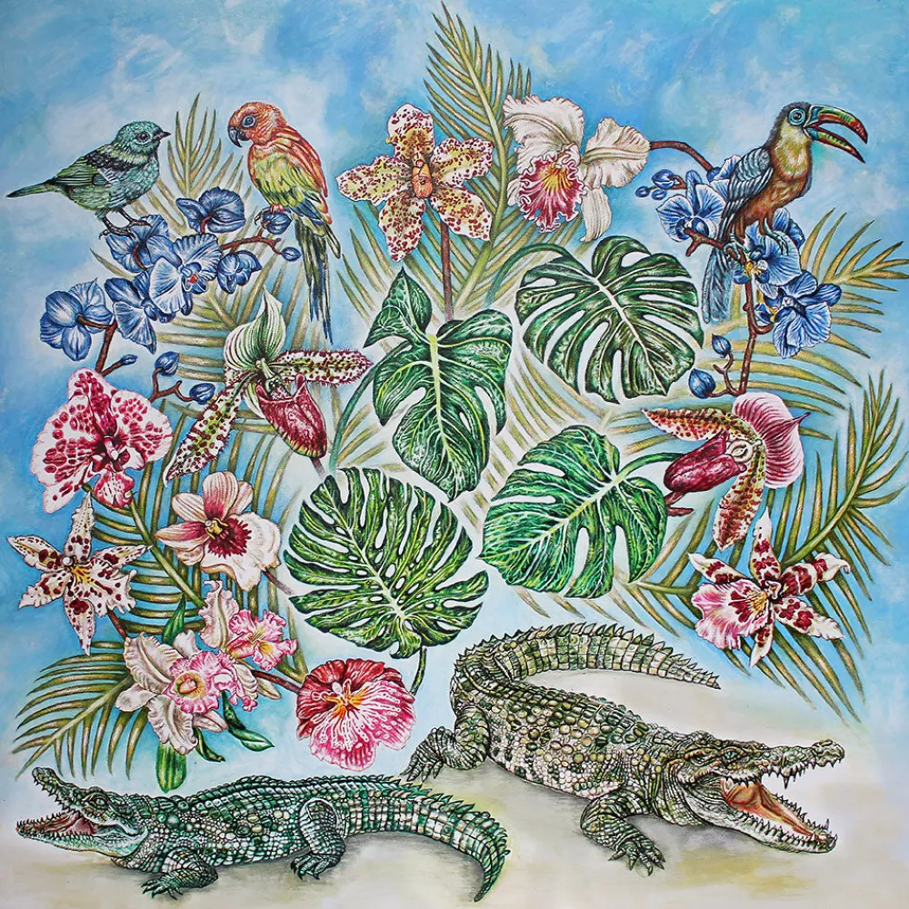 Online Foulard by Ginny Litscher, Blue Jungle design Scarves