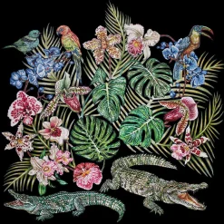 Outlet Foulard by Ginny Litscher, Black Jungle design Scarves
