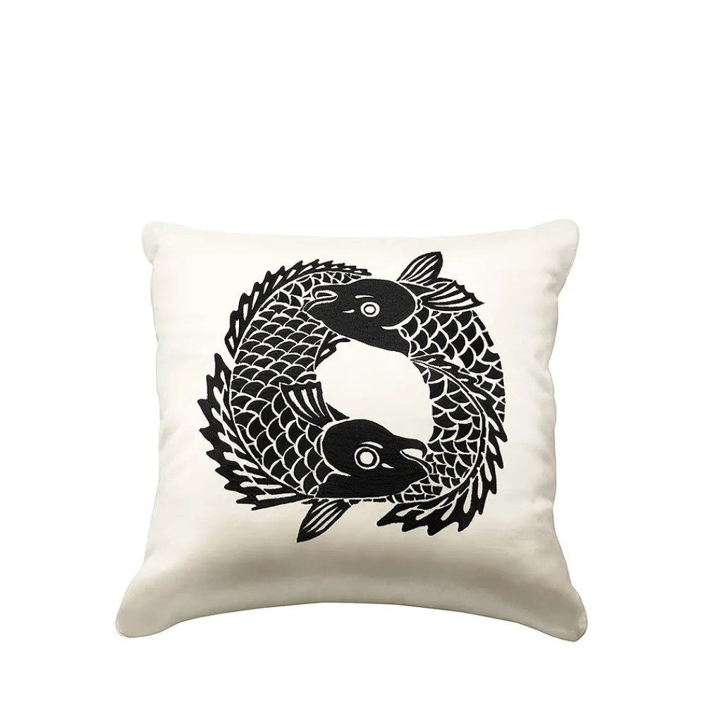 Online Koi Circle embroidered square cushion Soft Furnishings