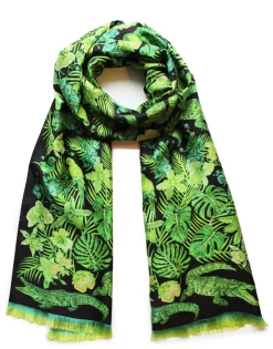 Sale Scarf by Ginny Litscher, Neon green Jungle design Scarves