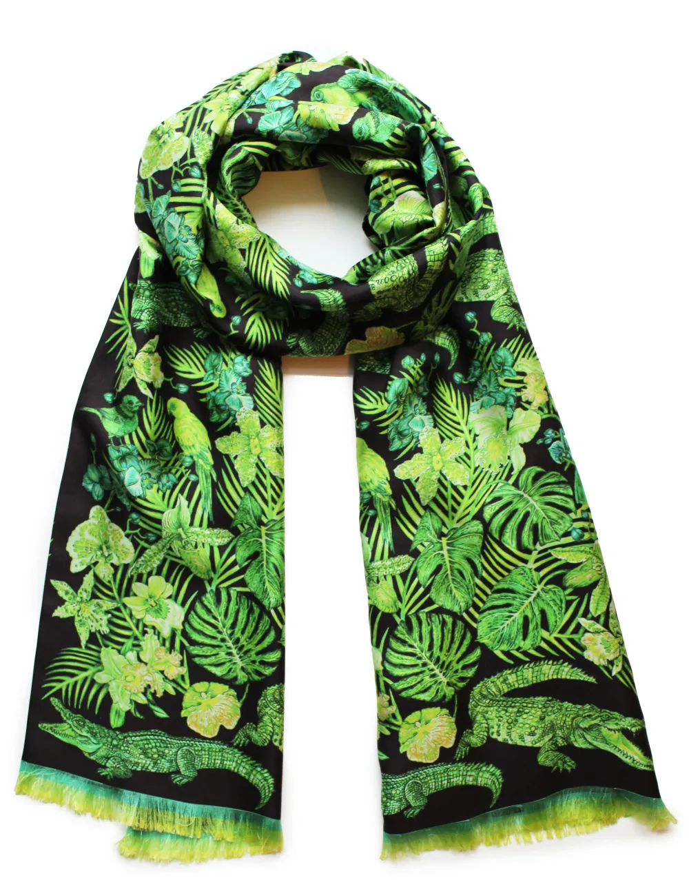 Sale Scarf by Ginny Litscher, Neon green Jungle design Scarves